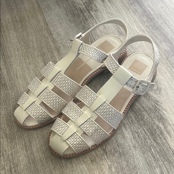 Dolce Vita Cream Woven Sandals - Picture 1 of 3